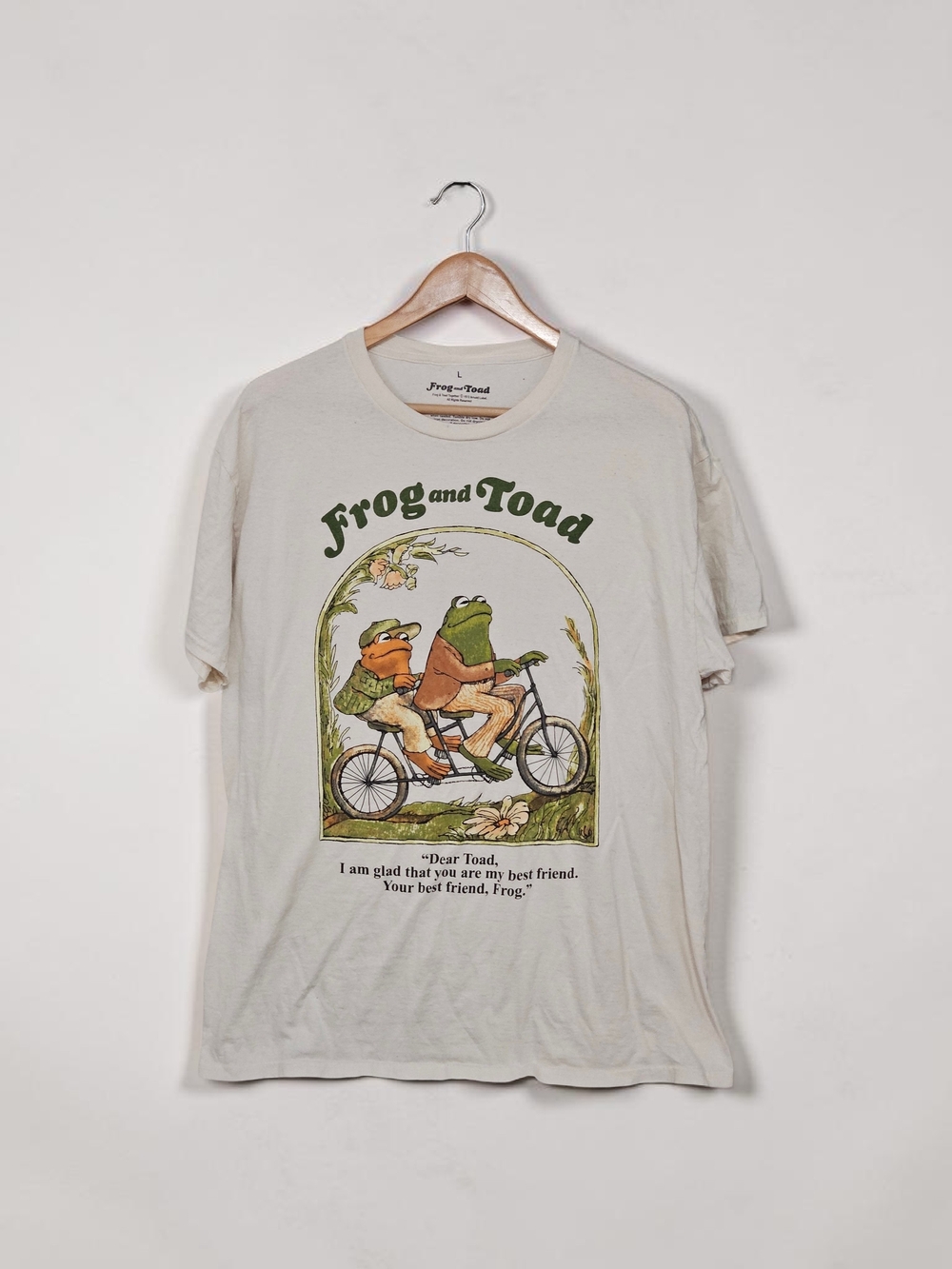 Frog and Toad Graphic Tee - Cream with Green Print